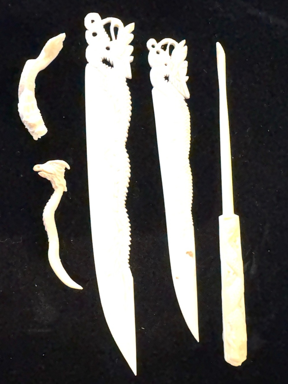 5 Misc. Faux Ivory (Bone and Celluloid?) Accessories